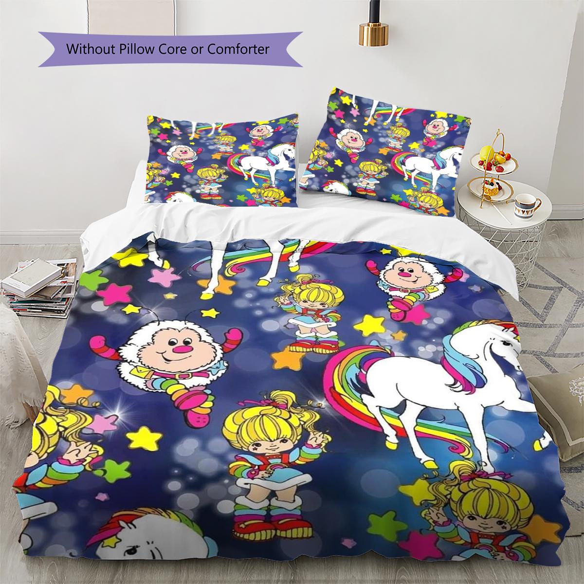 

Rainbow Brite Cartoon Pattern Bedding Quilt Set Quilt Cover Pillowcase Home Decoration Gift (1 * duvet cover + 2 * pillowcase, without core) 240x220cm