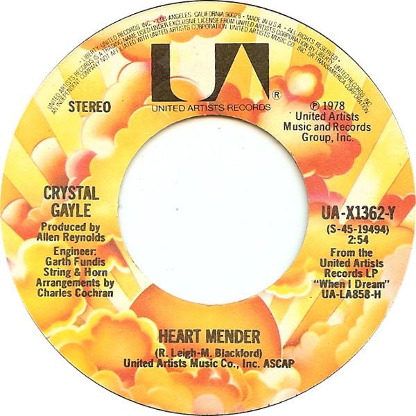 

7inch Record CRYSTAL GAYLE - Heart Mender UAX1362Y UNITED ARTISTS 1978 US Country/Folk Used