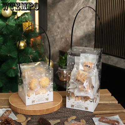 50pcs Transparent Gift Boxes with Handle Clear Treat Boxes for Festivals Parties Birthdays Weddings Gift Boxes for Party Wedding Graduation