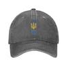 Emblema Classico dell'Ucraina Bandiera Ucraina Modello a Maglia Nazionale Cappellini da Baseball Unisex Cappellino Snapback in Denim Usurato Cappelli Cappellino