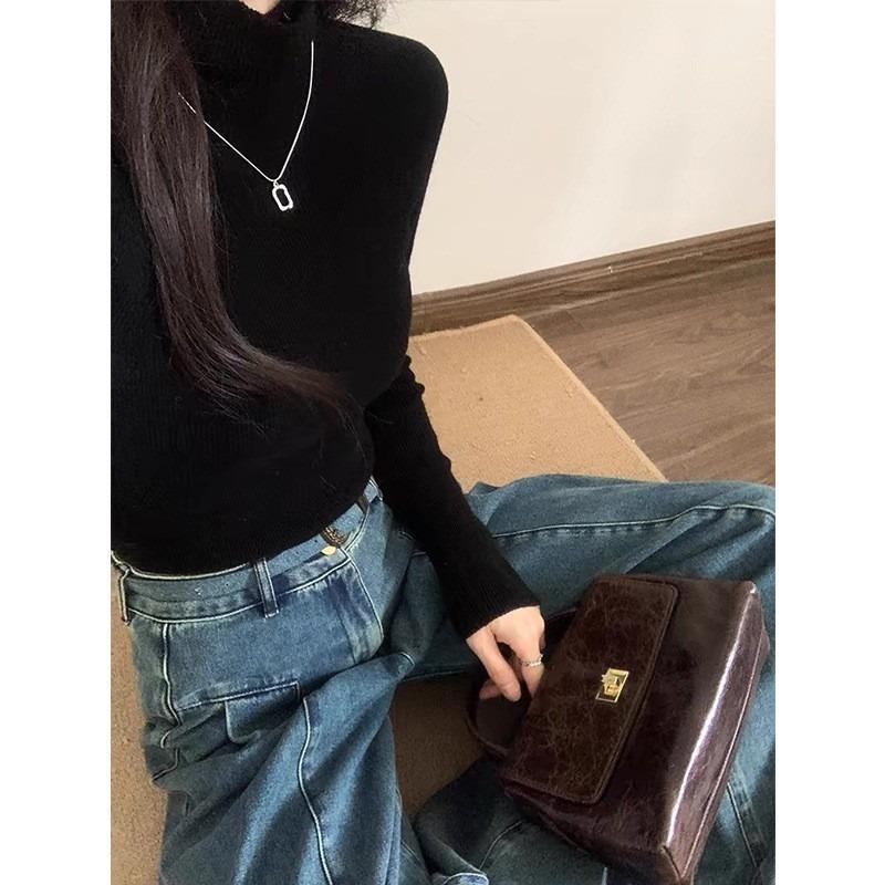 Spring Retro Straight Jeans Women's Plus Size Pear-shaped Figure Loose High Waist Wide-leg Mopping Pants