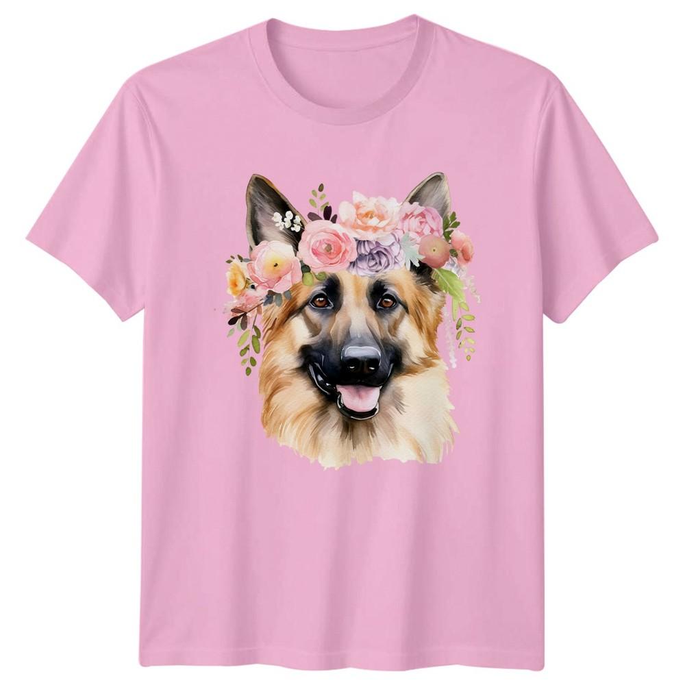 GerUnisex Shepherd Flower Crown Unisexs TShirt Dog Lover Pet Gift