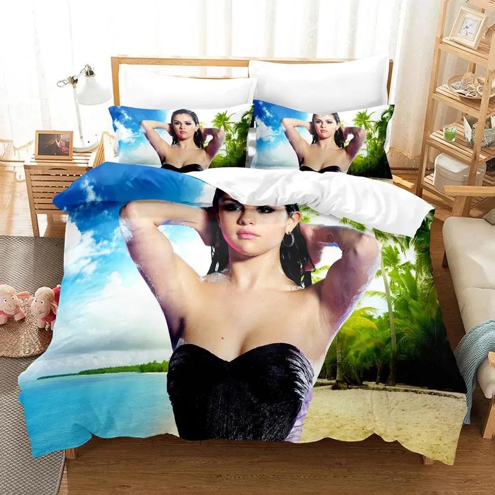 Sexy Selena Gomez Adult People Young Boys Beding Single Twin Ful Quen King-Sized Dimensionsd Dimensions Duvetcover Anime Parure de lit Comfortable