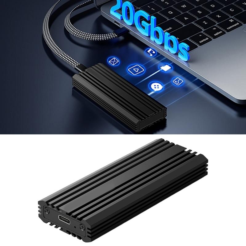 Aluminum M.2 NVMe Enclosure USB3.2 20Gbps Transfer Speed Heat Dissipation Easy Installation for 2230 2242 2260 2280
