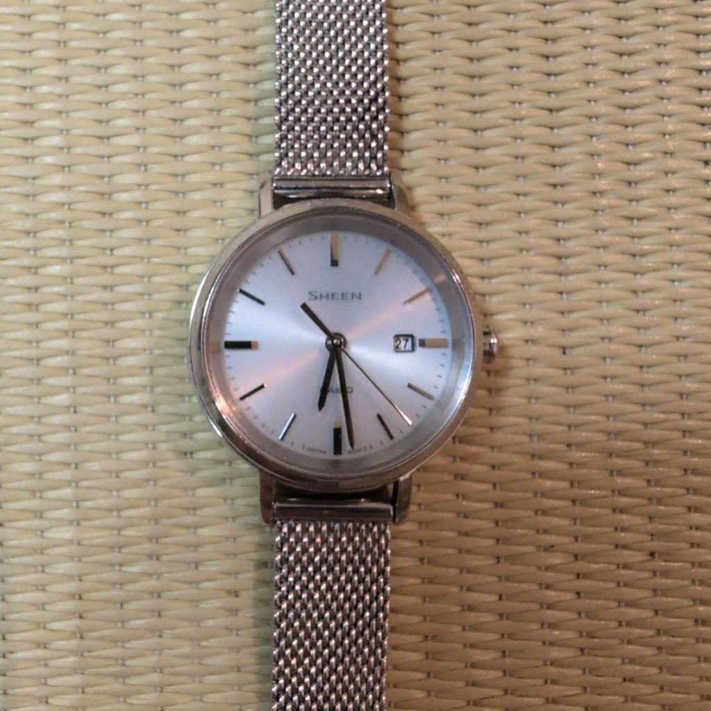 Used CASIO SHEEN Watch Silver Mesh Belt