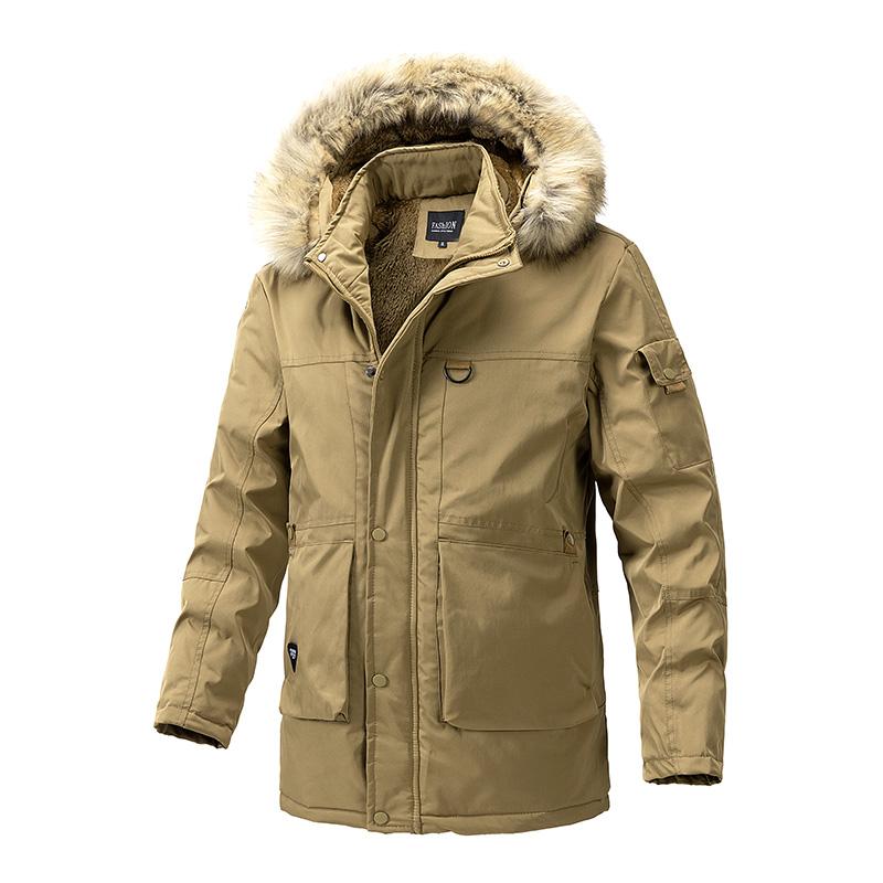 Winter Men's Thicken Parka Warm Cashmere Fleece Long Jacket Coats Outdoor Cotton-Padded Male Windbreaker Hooded Outwear