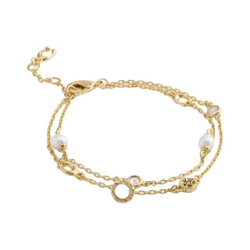 COACH Structural design Pearl Brass-plated Glass Cubic Zircon Crystal Bracelet Women s Gold