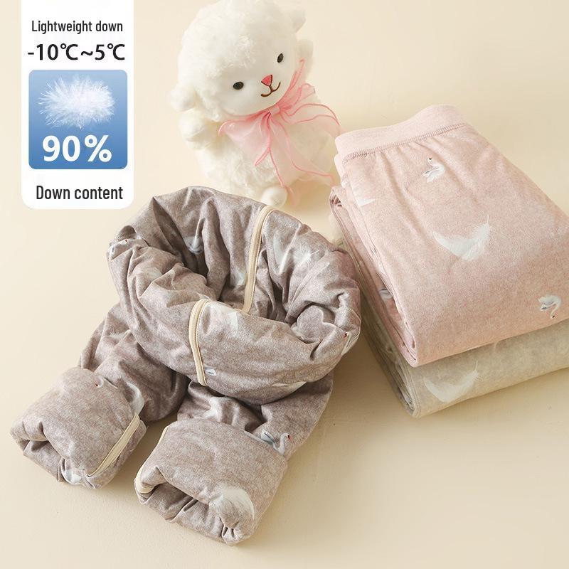 90 White Duck Down Kids' Winter Thermal Pants: Warm, Thickened Liner for Boys & Girls