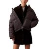 Calvin Klein Short Hooded Loose Long Sleeve Cotton Jacket Women Jackets Brown 40WL409-021
