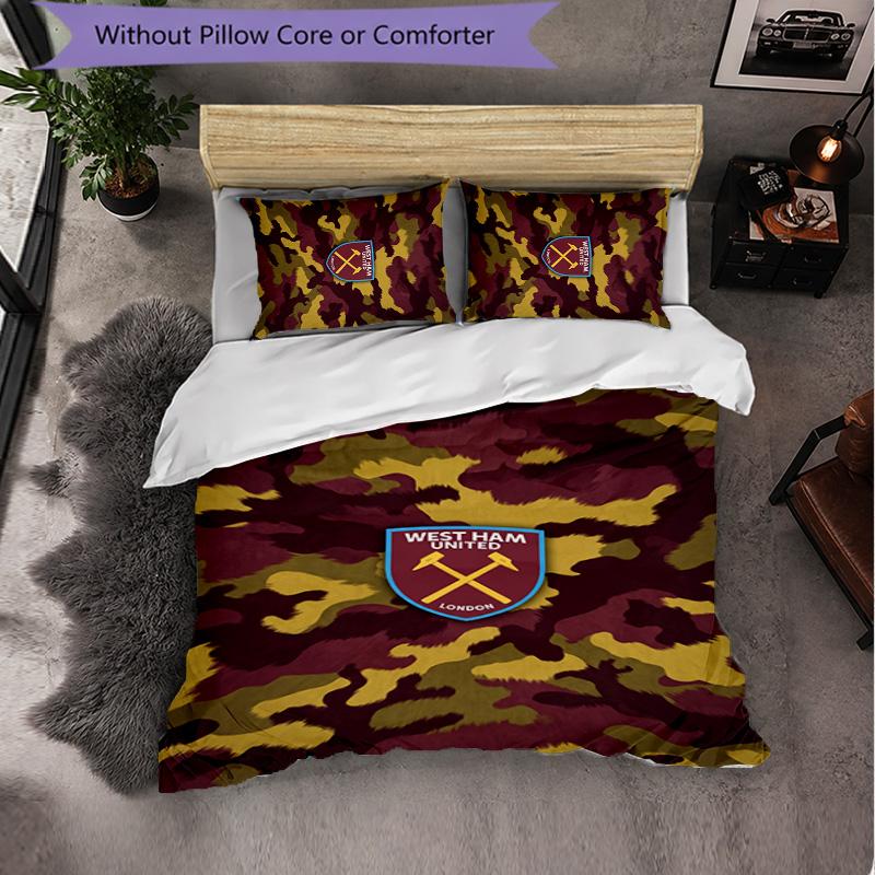 West Ham United Calcio Set Biancheria da Letto 3 Pezzi Morbido Set Copripiumino con Federe Set Decorazione Camera da Letto per la Casa