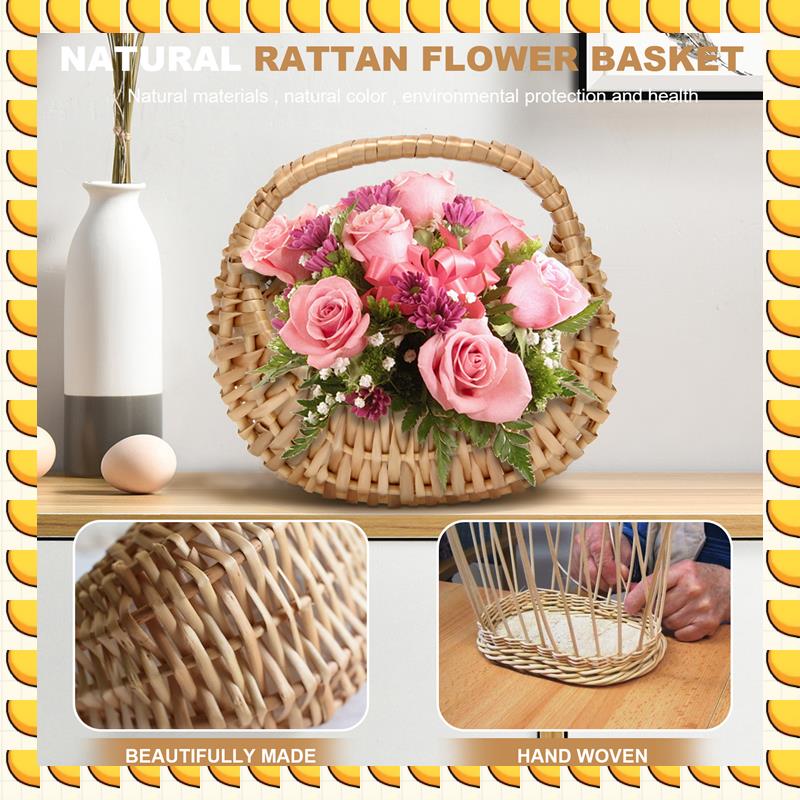 

BAAU 2 Pcs Hand-Held Flower Arrangement Basket Hand-Woven Creative Flower Pot Storage Basket Flower Girl Basket Home Decor