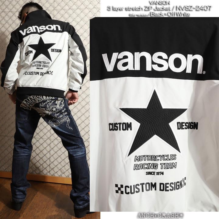 stretch ZIP jacket Lined type Highly water resistant Highly water repellent Black x M [Banson] Three-layer NVSZ-2407 Off-white