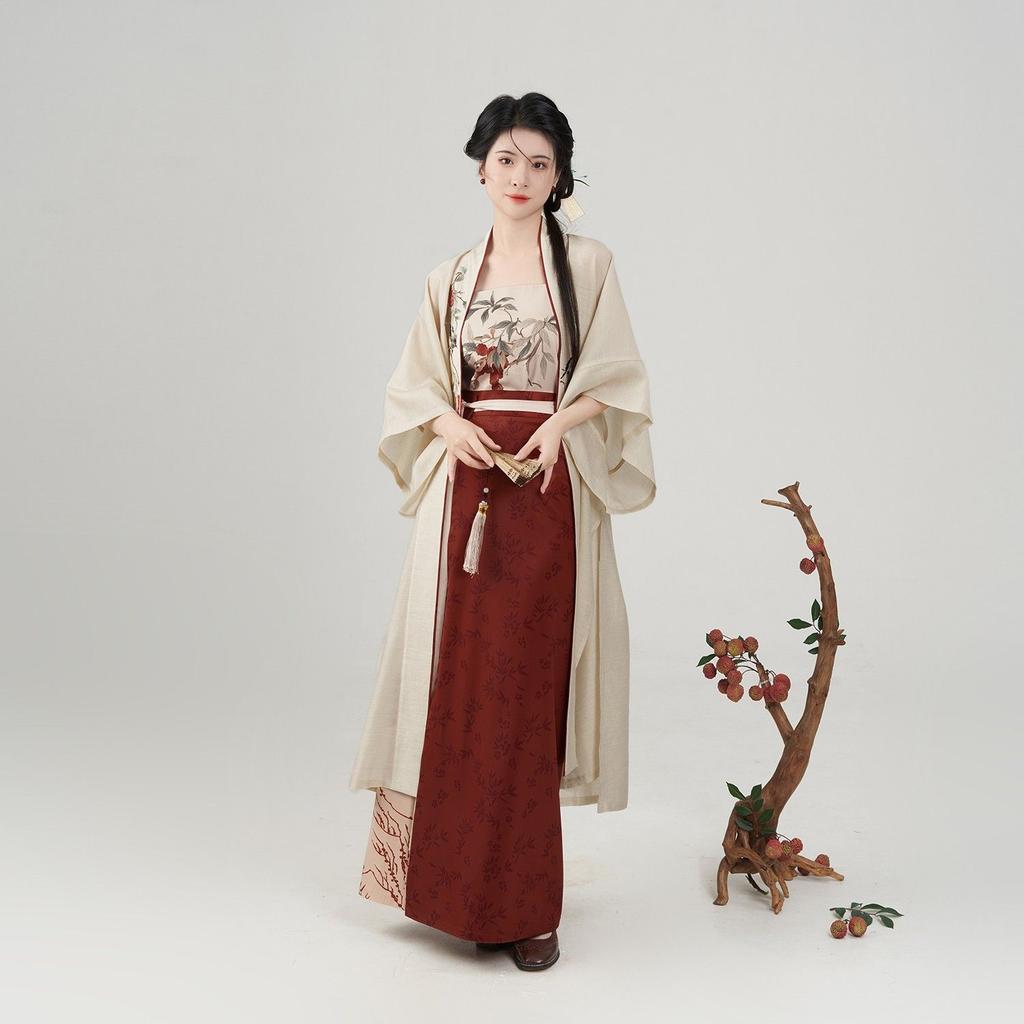 Chinese Song Dynasty Style Hanfu Embroidery Three-piece Set For Women