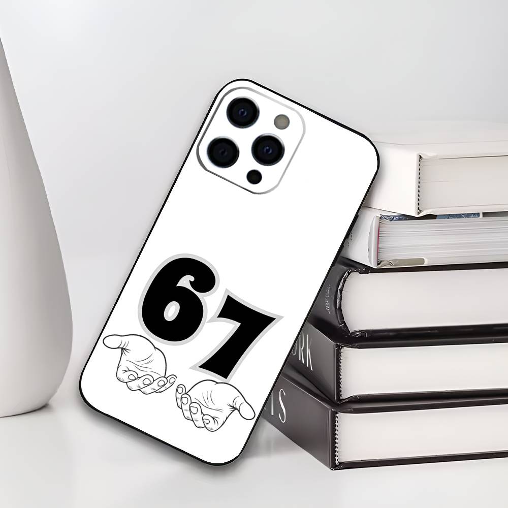 Six-Seven 67 Phone Case For iPhone 17,16,15,14,13,12,11 Plus,Pro Max,XS,Soft Silicone Black Cover