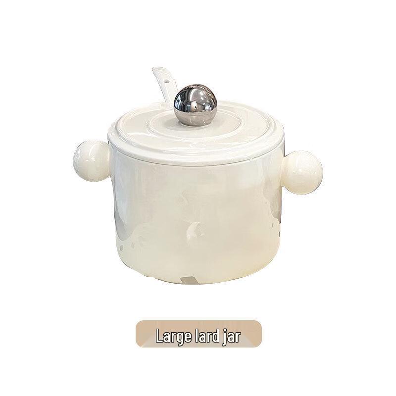 Керамическая банка для смальца и чили-масла в кремовом стиле с сетчатым фильтром