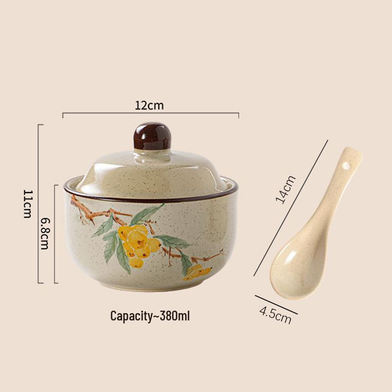 Chinese Retro Ceramic Single-Serve Stew and Soup Pot with Lid