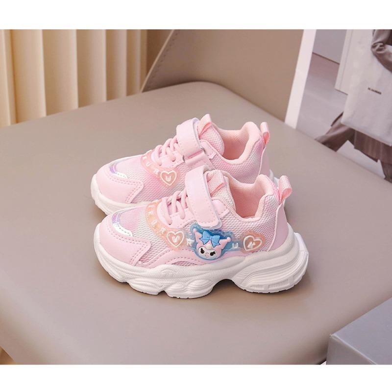 Spring and Autumn Princess Shoes Girls Super Soft Sneakers Children's Mesh Shoes Foreign Style Lighting Soft Sole Running Shoes Trendy
