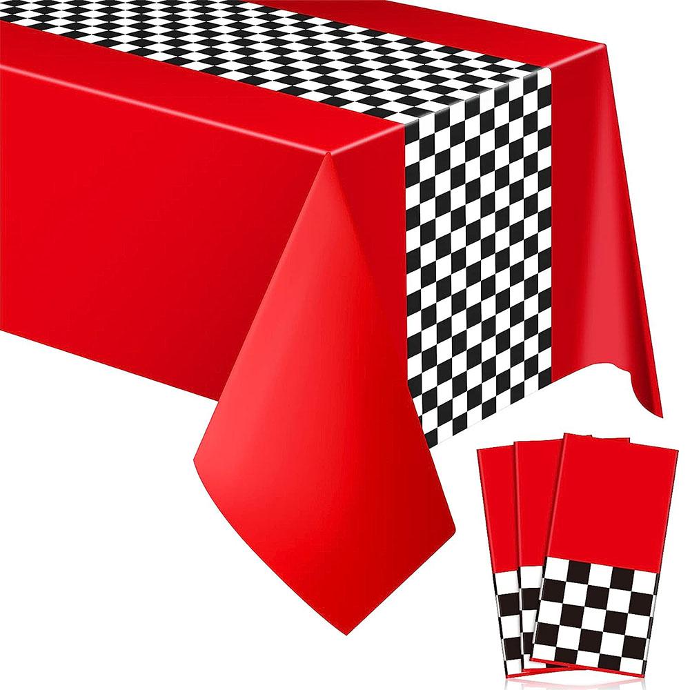Checkered Race Car Party Tablecloths Black White Checkered Flag Tablecloth Racetrack Tablecover Racing Birthday Party Supplies