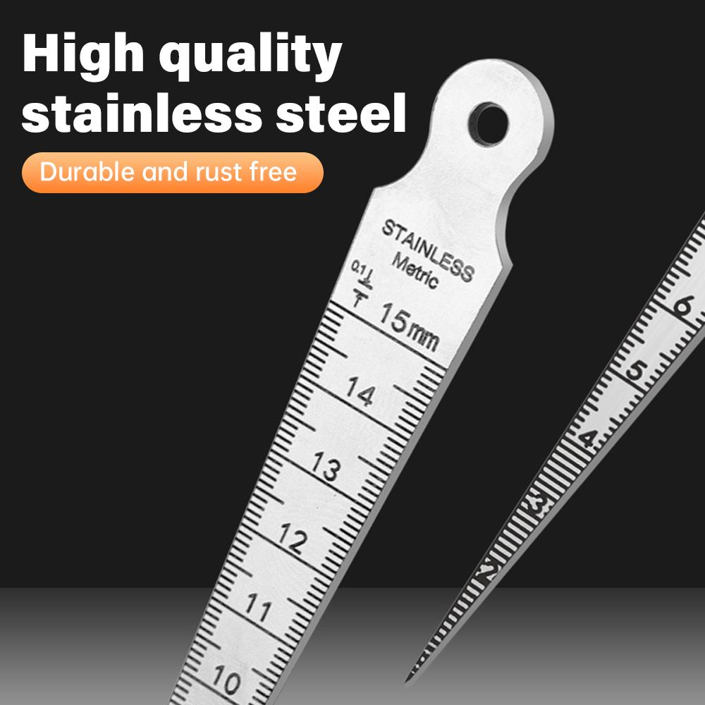 1-15mm Wedge Feeler Gap Hole Taper Gauge Stainless Steel Ruler Welding Inspection Taper Gauge Metric Imperial Measure Tool