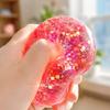 4cm Glitter Filled Stress Relief Squeeze Balls Soft Flexible Material Sensory Toy for Hand Exercise and Relaxation Random Color Selection