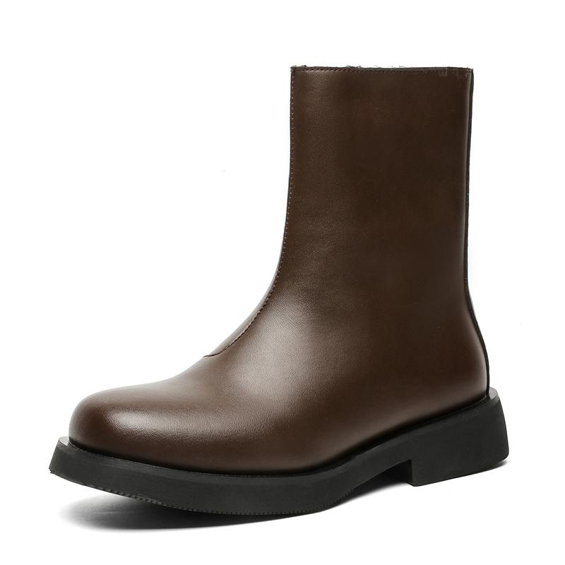 

Fashion Designer Non-slip Male Basic Boots Side Zipper Motorcycle Boots Men Low Top Casual Shoes Fashion Soft Sole Men s Walking Boots 44 коричневый