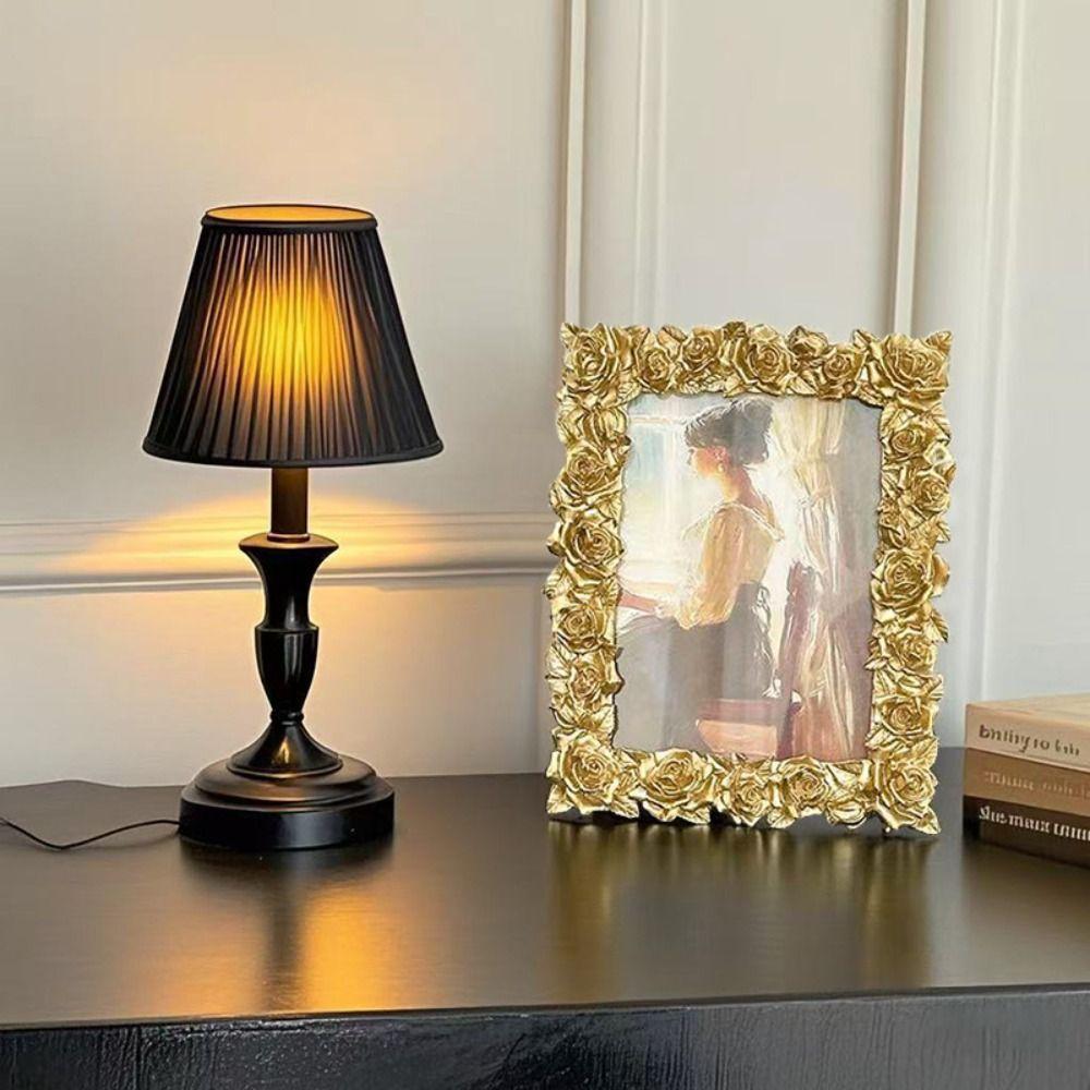 Rechteckiger Retro Goldener Fotorahmen 5/6/7 Zoll Foto Requisiten Rahmen Verzierungen Geschenk