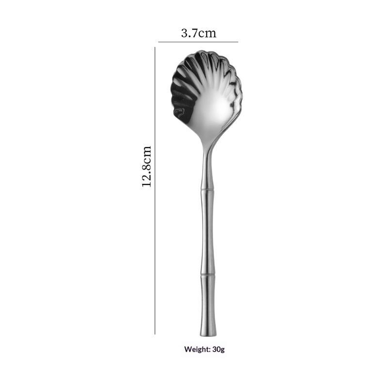 Stainless Steel Seashell Dessert Stirring Spoon Food Safe Coffee Spoon for Dessert Shop Afternoon Tea Holiday Gift A2
