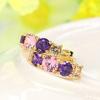 Women Fashion 9K Gold Plated Purple Zircon Eardrop Huggie Earrings Jewelry Gift