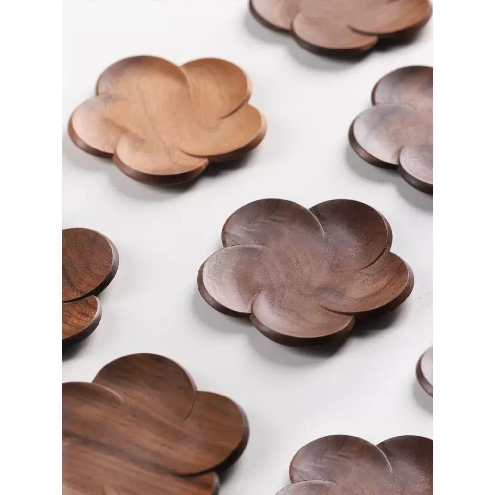 Black Walnut Lotus Root Slices Solid Wood Coaster Creative Mark Insulation Pad Anti Scalding Wooden Teacup Pad