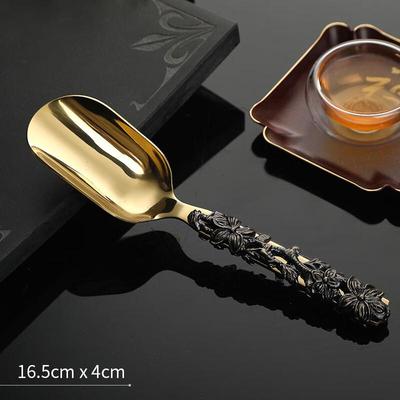 Golden Carved Tea Scoops