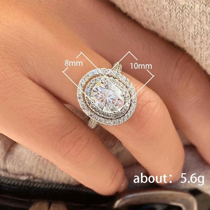 CopperCubic Zirconia Oval Shaped Rings for Women High Quality Engagement Wedding Trend Eternity Jewelry