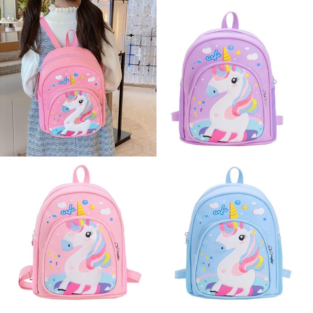 New Cartoon Kids Backpack For Ages 3 To 8 Years Old With Adorable Animal Design In Blue And Pink Colors