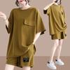 Summer Casual Suit for Women, Loose Large Size, Slim, Fashionable, Versatile Short-sleeved Shorts Two-piece Set