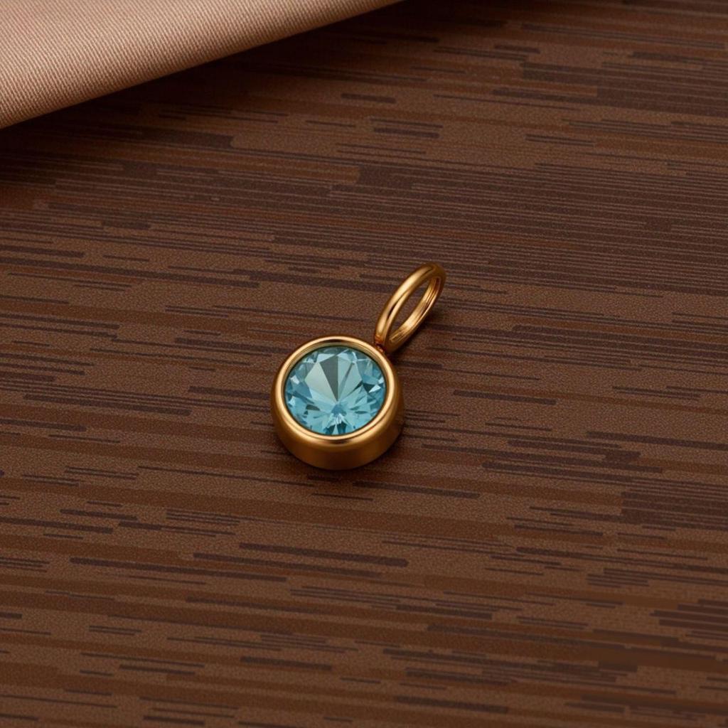 Polished Stainless Steel Birthstone Pendant with Vacuum Electroplating and Retro Design