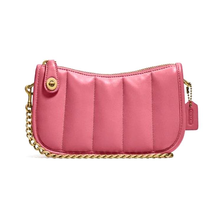 New COACH Swinger Sheepskin Leather Shoulder Bag Crossbody Bag Mahjong Bag Handbag Small Size Women's Strawberry Red C3490-B4U6