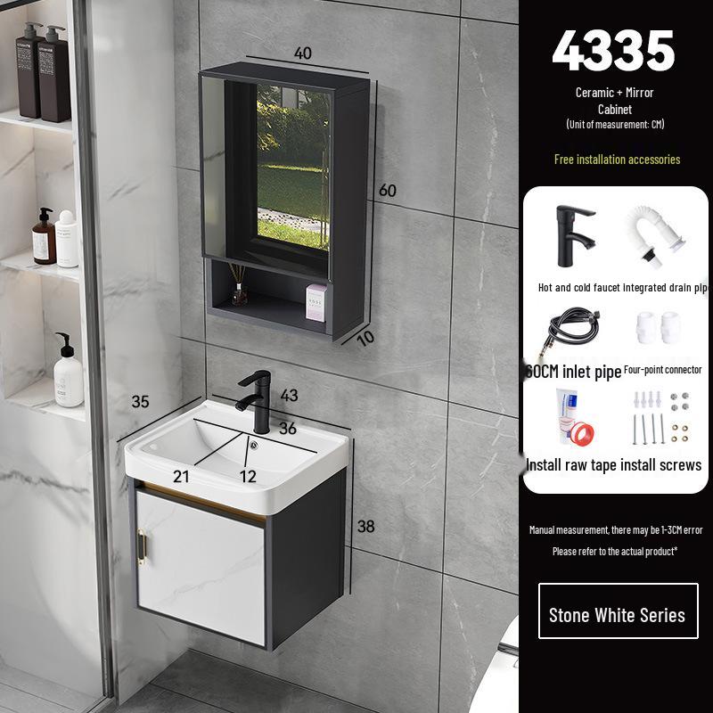 Luxury Space Aluminum Bathroom Vanity with Integrated Ceramic Basin for Compact Spaces