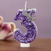 Children's Birthday Candles 0-9 Number Purple Crown Princess Cake Decorative Candle for Cake Decoration Anniversary Party