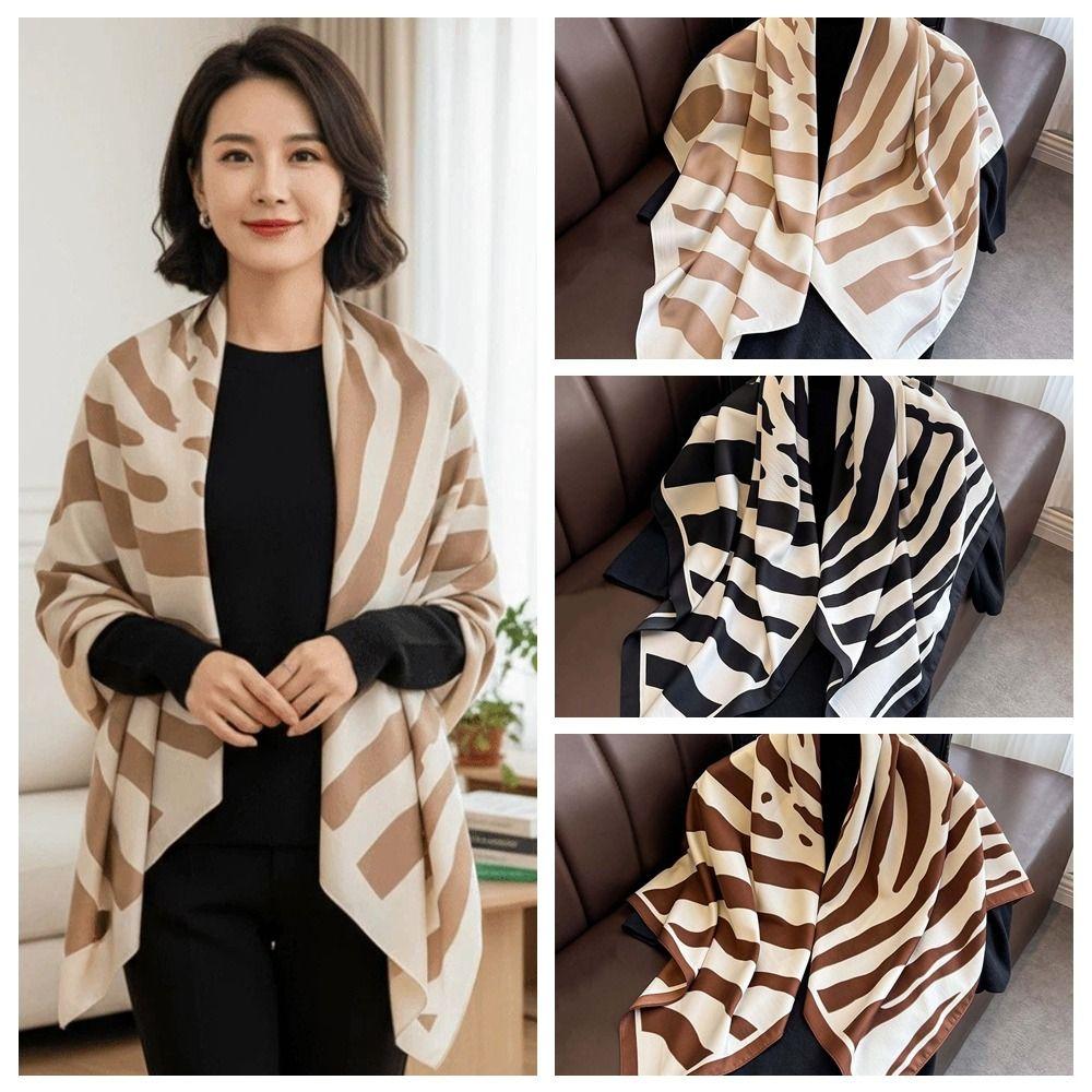 Patterned Shawl 90 CM Square Scarf Breathable Sunscreen Stripes Square Headscarf Personalized Design Lightweight