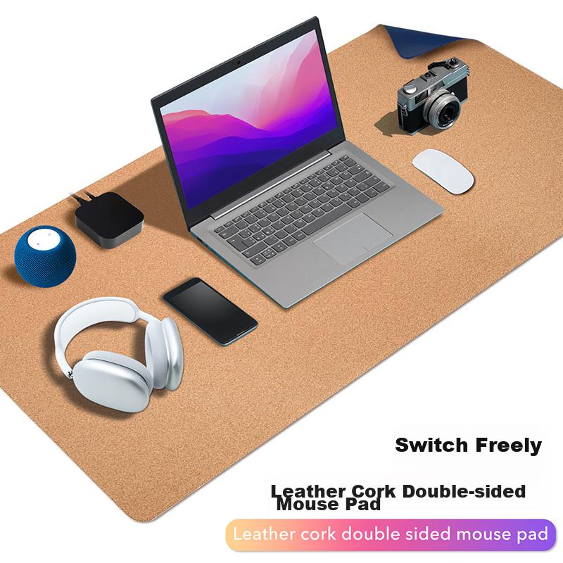 EXCO 1.2-Meter Cork Waterproof Leather Mouse Pad, Extra Large Computer Desk Mat, Leather Table Cover, Oversized Gaming Keyboard Pad, Charm Blue 9779