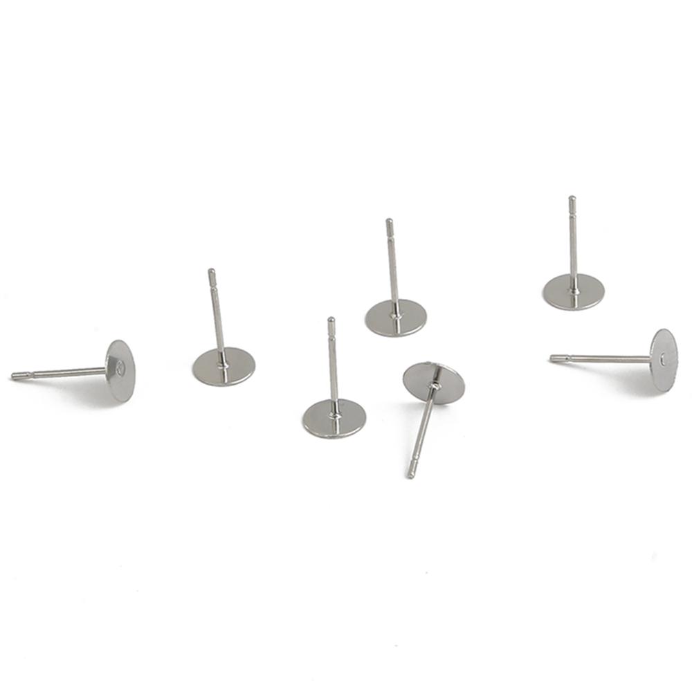 100-200pcs Stainless Steel Blank Post Flat Earring Stud Base Pins Earrings Earplug For DIY Earrings Jewelry Making Accessories