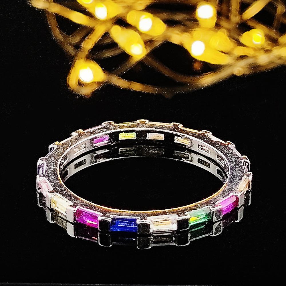 European & American Minimalist Multi-Color Diamond Band - R7032: Fashionable, Exquisite, Universal Fit.