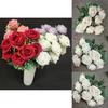 Silk Rose Realistic Bouquet 9 Stems Wedding Photography Props Decoration Home