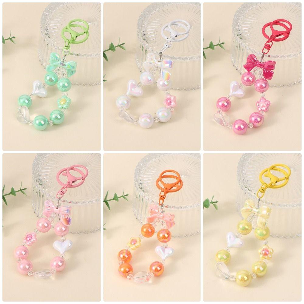 1Pcs Keychain Wristband Bag Pendant Bow Lucky Phone Lanyard Mobile Phone Chain  for Women/Lady/Girl