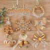 Golden Translucent Christmas Snowflake Pendant Crystal Prism Wreath Elk Deer Ornaments  Home