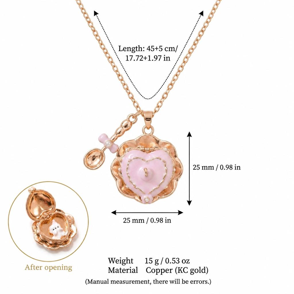 Sweet and Romantic Cup Opening Necklace Teaspoon Dripping Oil Little Girl Pendant Birthday Gift Female