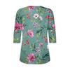 Women's Fashion Casual 3/4 Sleeve Buttons Print U-Neck Pullover Top Blouse