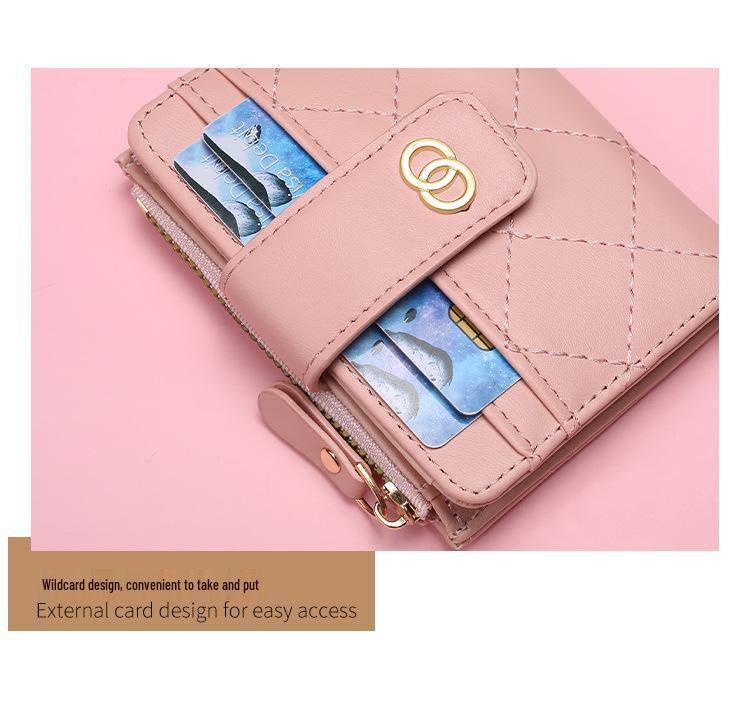 2024 Spring Women's High-End Zipper Coin Purse: Short Solid Color Wallet & Card Holder
