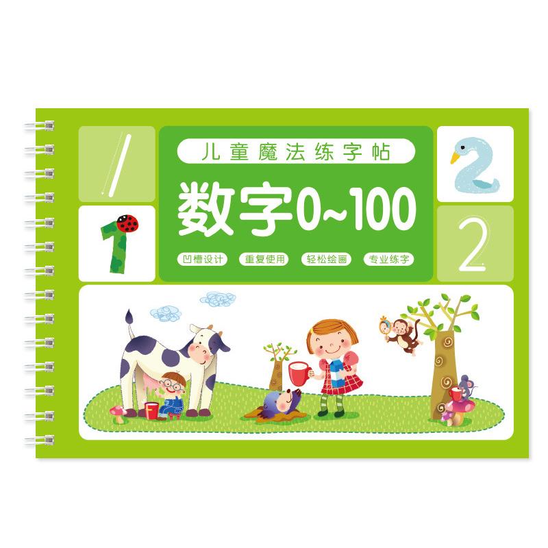 Reusable Children 3D Grooved Copybook Magic Calligraphy Practice Book for Kids Numbers Handwriting Preschool Learning numbers