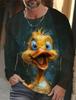 Funny 3D Chicken Print Men's Long Sleeve T-shirt New Autumn Oversized Pullover Hip Hop Punk Clothing Casual Fashion Top