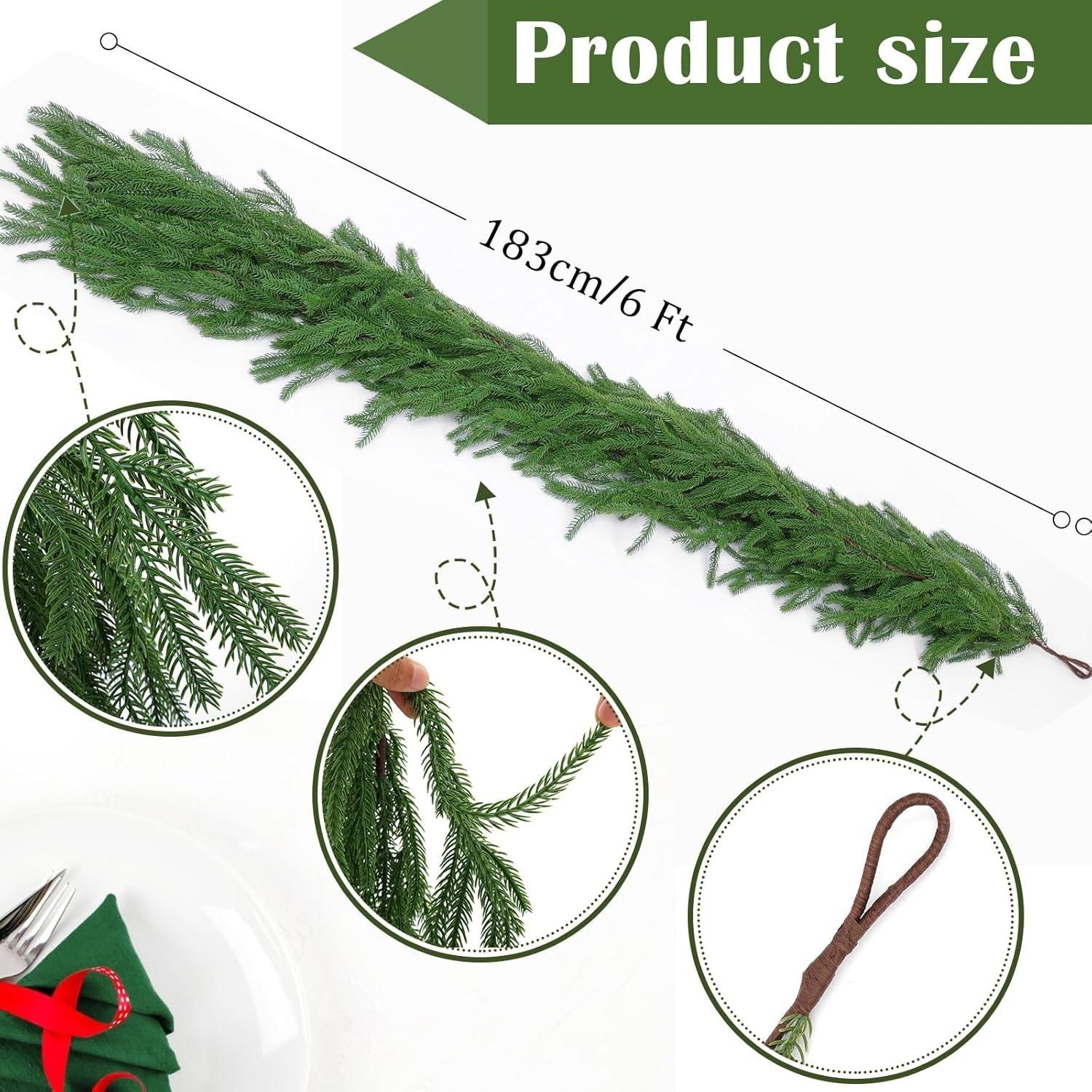 

Artificial Norfolk Pine Garlands Real Touch Winter Pine Garland For Table, Mantle,Wall, Indoor Outdoor Christmas Decorations 1PC